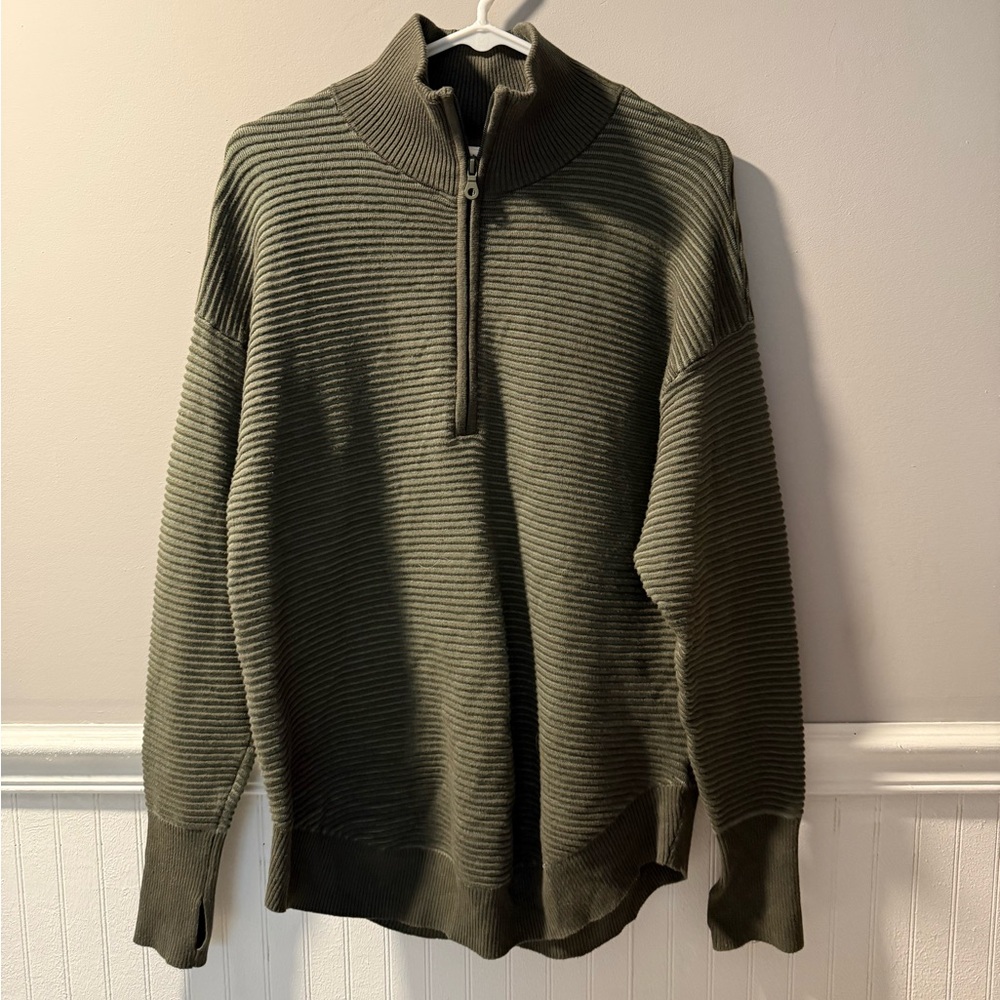 Aerie Rib Knit Quarter Zip Small